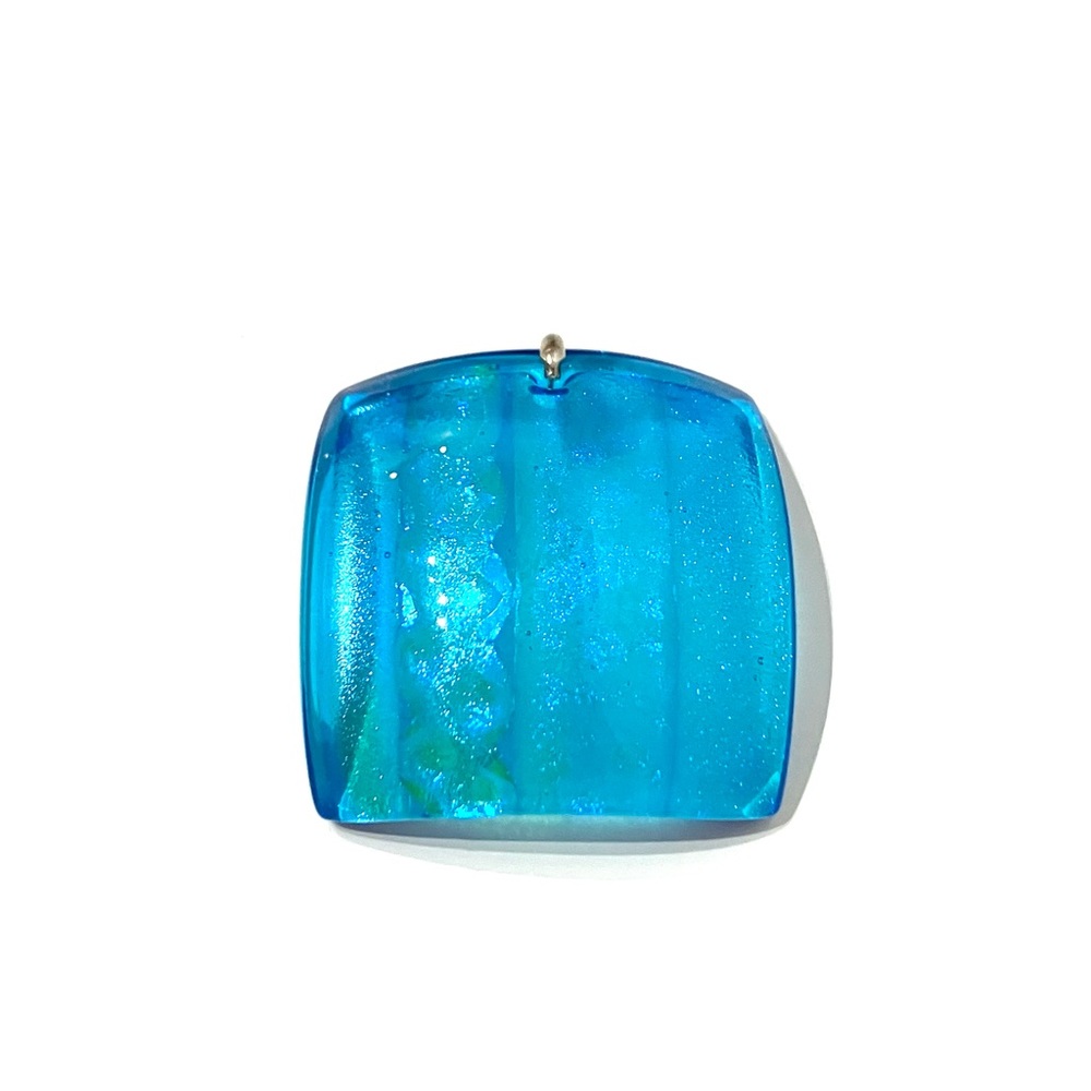 Handmade Iridescent Glass Curved Square Pendant